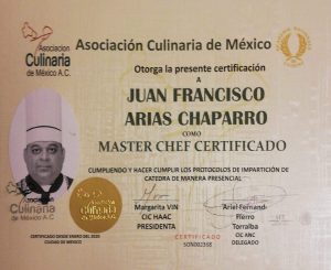 La Asociación Culinaria de México otorgó la certificación como Master Chef Certificado 